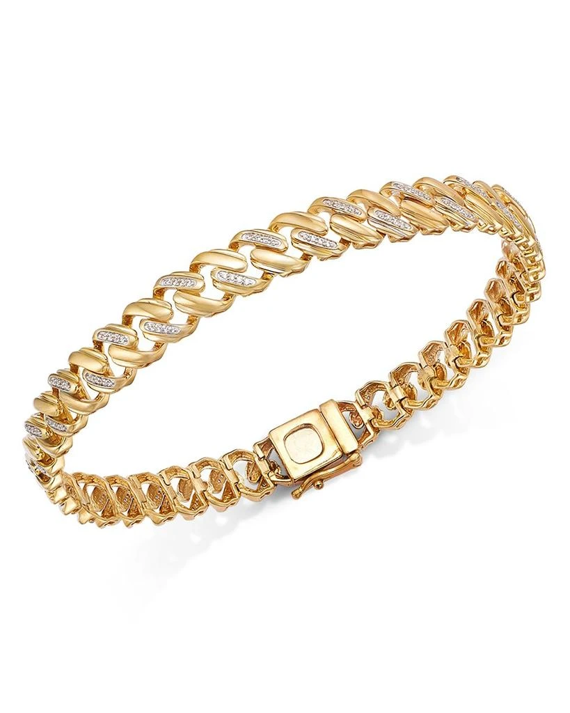 商品Bloomingdale's|Men's Diamond Fancy Curb Link Bracelet in 14K Yellow Gold, 0.50 ct. t.w.,价格¥31977,第1张图片