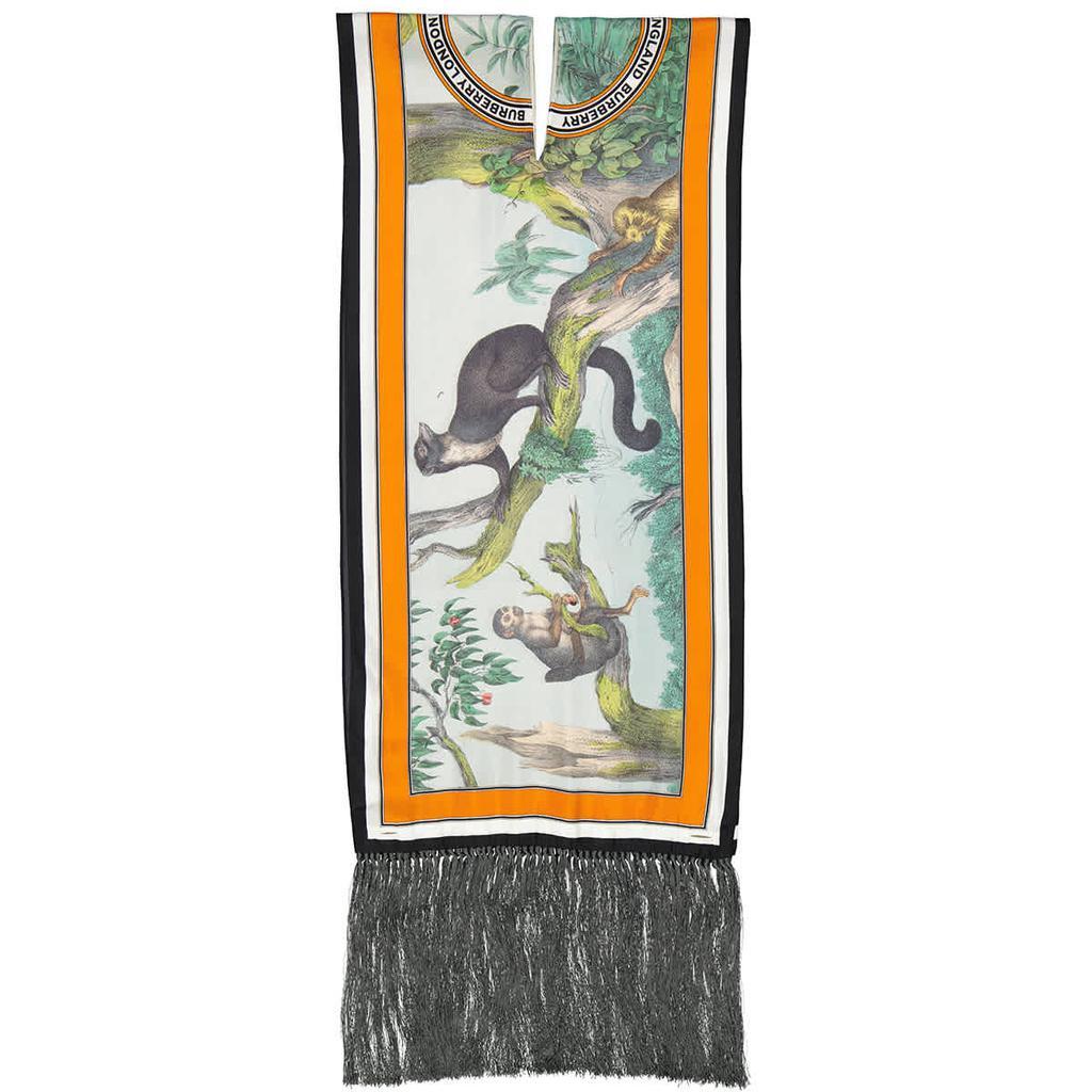 商品Burberry|Opal Green Silk And Wool Blend Jacquard Scarf,价格¥5059,第1张图片