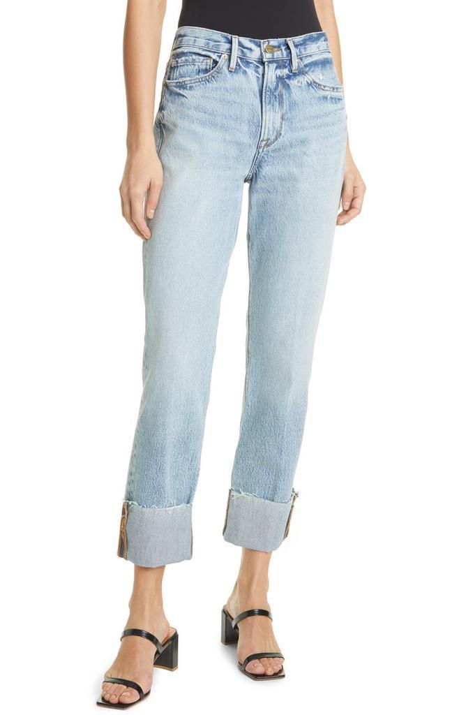 商品FRAME|Le Piper Wide Cuff Crop Straight Leg Jeans,价格¥563,第1张图片