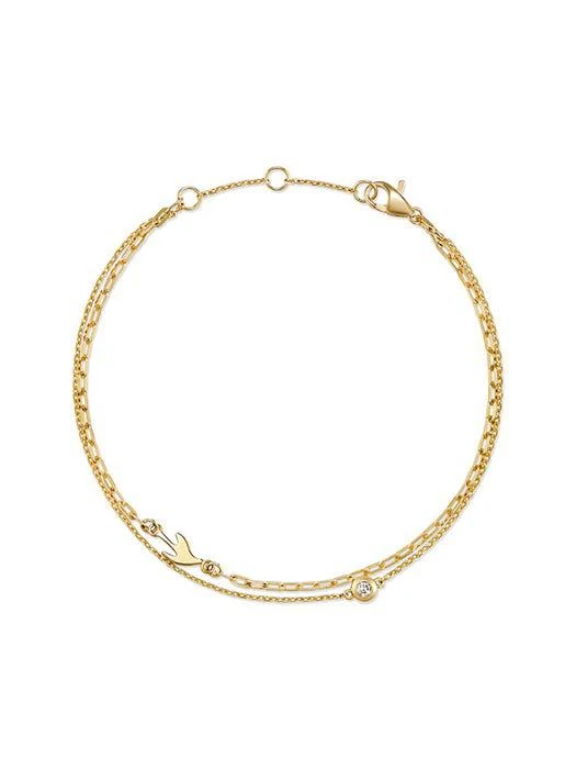 商品hyeres-lor|Colombe dOr 14K Double Chain Bracelet Dia,价格¥1944,第1张图片