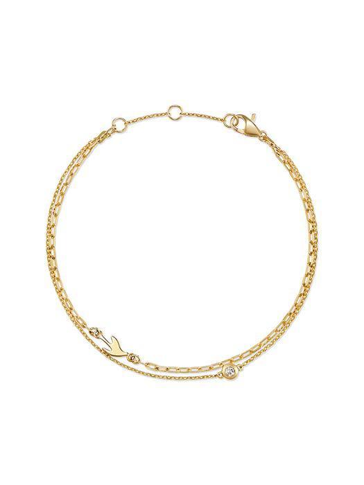 商品hyeres-lor|Colombe dOr 14K Double Chain Bracelet Dia (YG) HL4B15420Y4175,价格¥2291,第1张图片