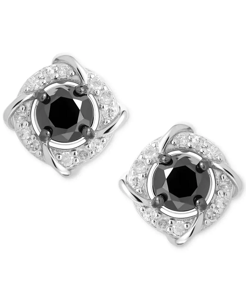 商品Macy's|Black & White Diamond Love Knot Stud Earrings (1 ct. t.w.) in Sterling Silver,价格¥1375,第3张图片详细描述