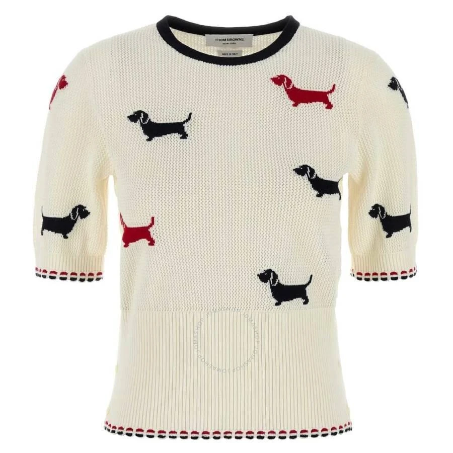 商品Thom Browne|Ladies Cotton Pointelle Crewneck Hector Tee,价格¥3656,第1张图片