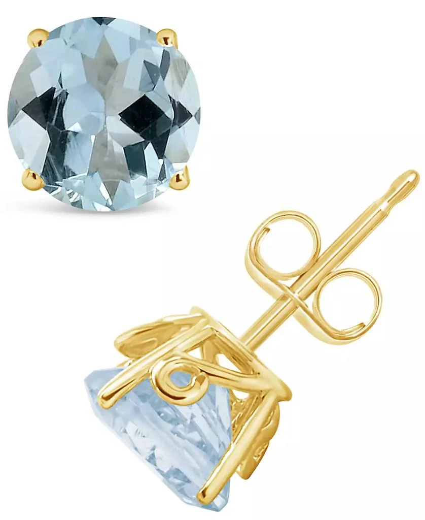 商品Macy's|Aquamarine (2-1/2 ct. t.w.) Stud Earrings in 14K Yellow Gold,价格¥3160,第1张图片