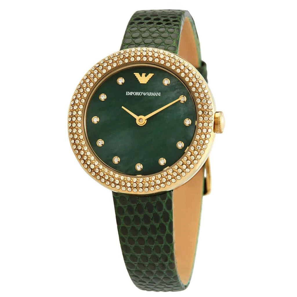 商品Emporio Armani|Emporio Armani Rosa Quartz Crystal Green Dial Ladies Watch AR11419,价格¥896,第1张图片