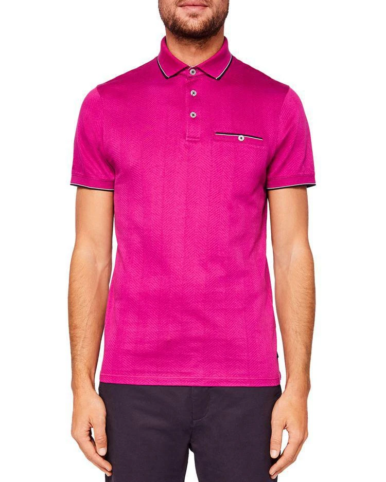 商品Ted Baker London|Ted Baker Square Herringbone Jacquard Regular Fit Polo,价格¥426,第1张图片