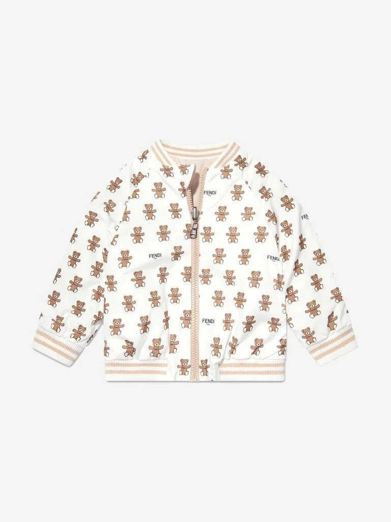 商品Fendi|Fendi Baby Reversible Bear Zip Up in White,价格¥3197,第4张图片详细描述