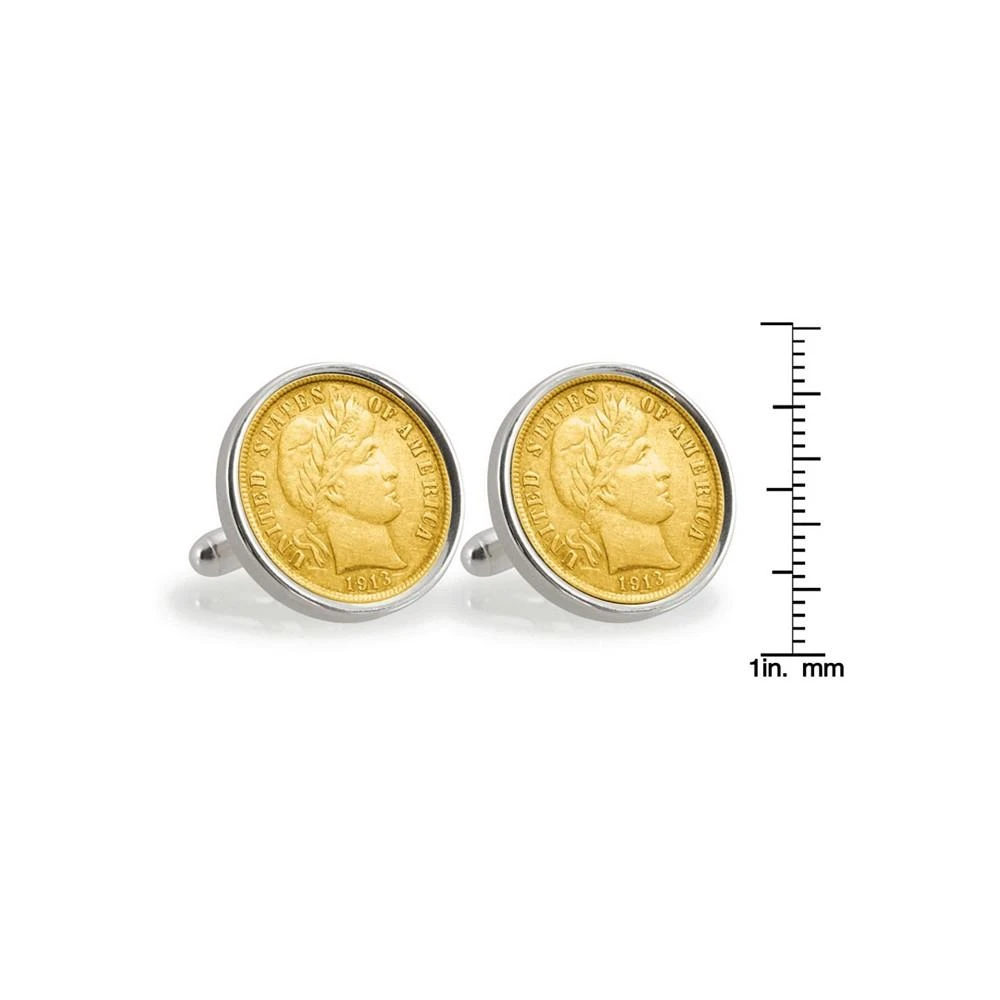 商品American Coin Treasures|Gold-Layered Silver Barber Dime Sterling Silver Coin Cuff Links,价格¥601,第2张图片详细描述