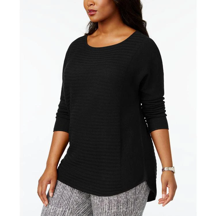 商品Charter Club|大码 Cashmere Ribbed High-Low Sweater, Created for Macy's,价格¥599,第2张图片详细描述