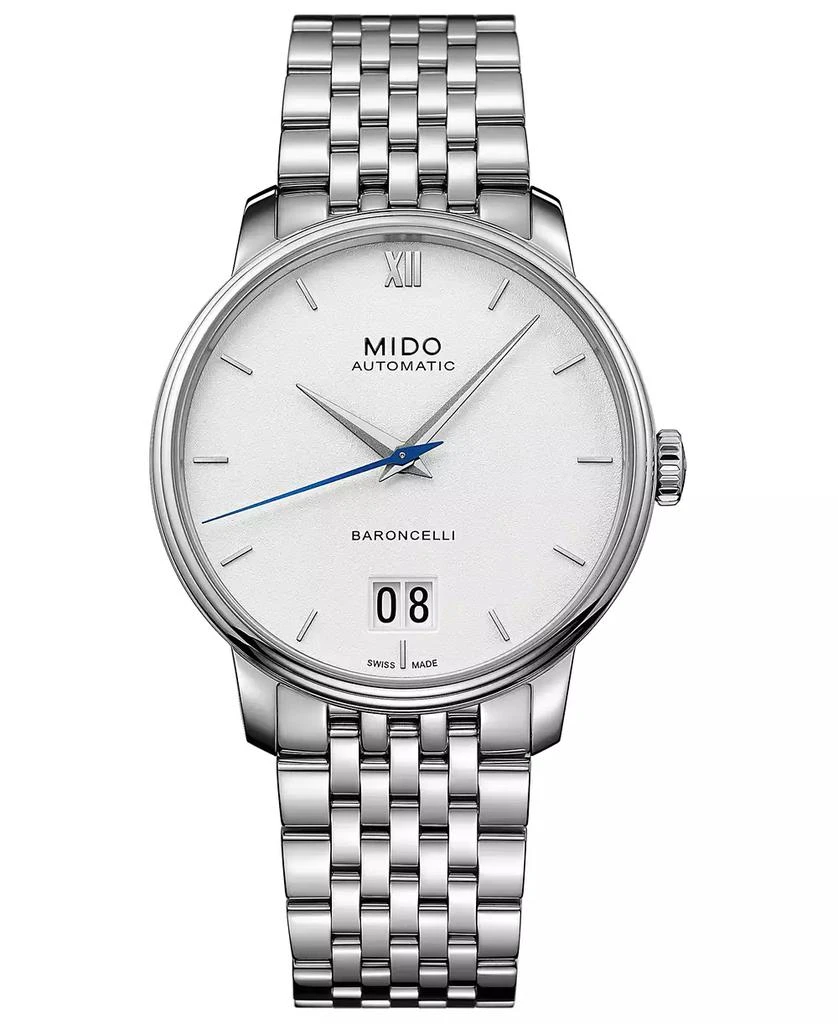 商品MIDO|Men's Swiss Automatic Baroncelli III Stainless Steel Bracelet Watch 40mm,价格¥7663,第1张图片