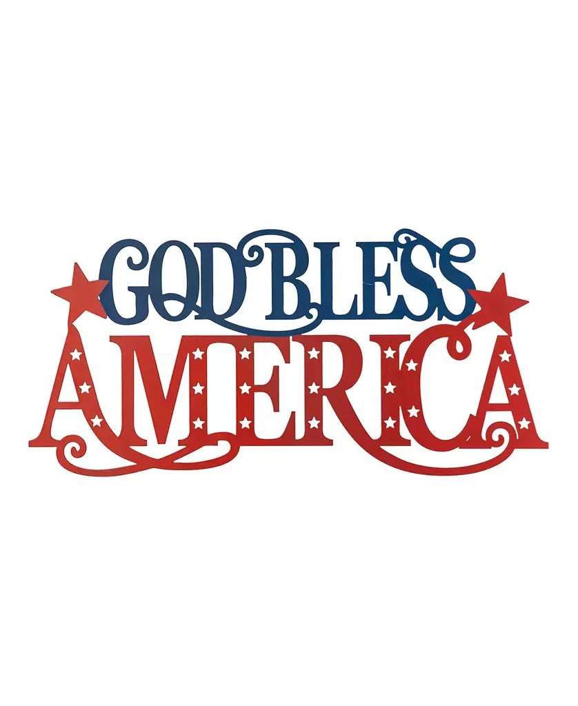 商品Glitzhome|24" L Patriotic, Americana Metal "GOD BLESS AMERICA" Wall Decor,价格¥208,第1张图片