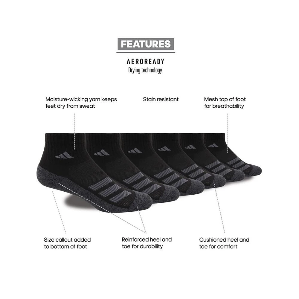 商品Adidas|Big Boys Cushioned Angle Stripe Quarter Sock Pack of 6,价格¥120,第2张图片详细描述