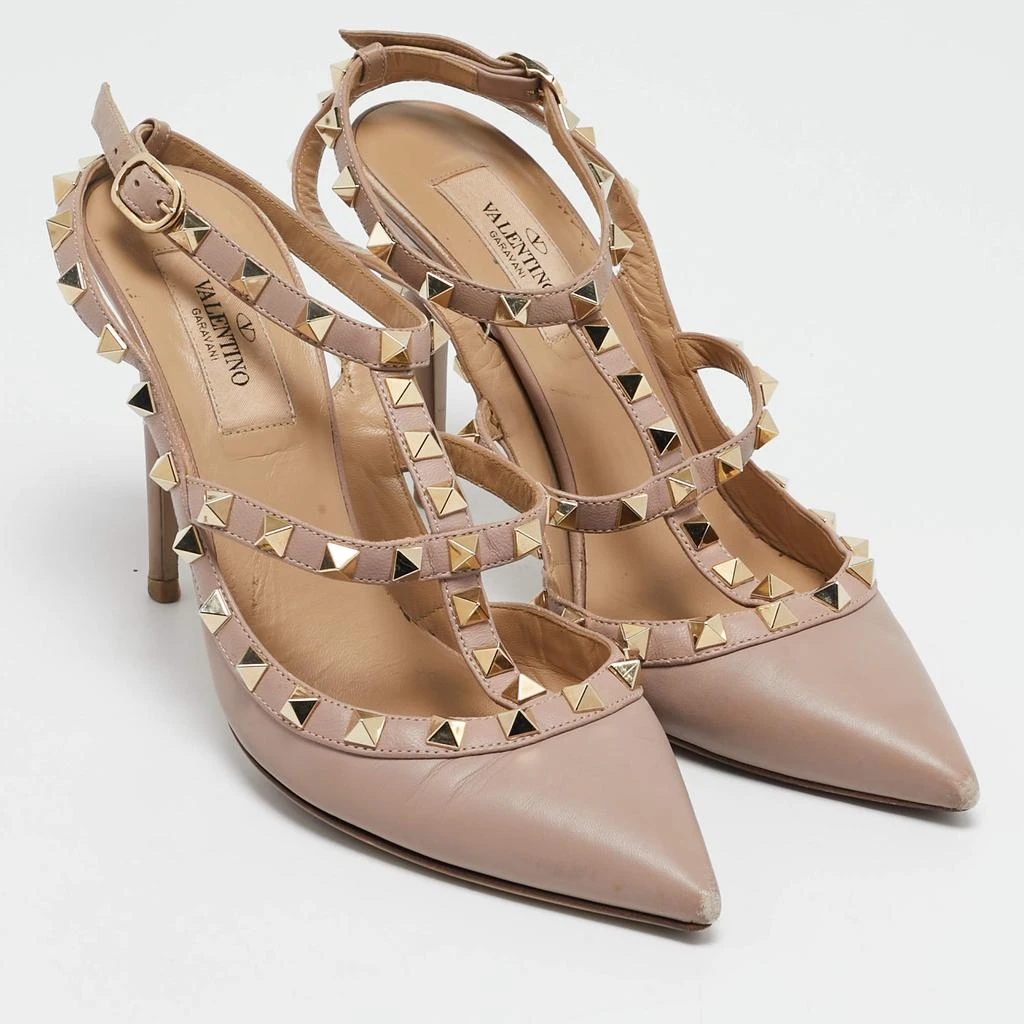 商品[二手商品] Valentino|Valentino Beige Leather Rockstud Ankle Strap Pumps Size 37,价格¥3421,第4张图片详细描述