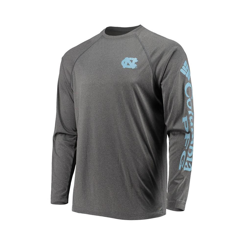 Men's Heathered Charcoal North Carolina Tar Heels PFG Terminal Tackle Raglan Omni-Shade Long Sleeve T-shirt商品第3张图片规格展示