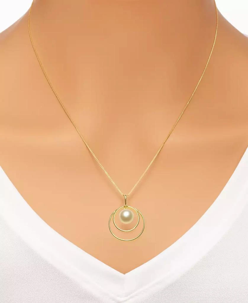 商品Macy's|Cultured Freshwater Pearl (8mm) Double Loop 18" Pendant Necklace in 18k Gold-Plated Sterling Silver,价格¥234,第2张图片详细描述