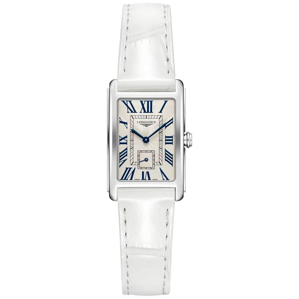 商品Longines|Women's Swiss DolceVita White Leather Strap Watch 21x32mm,价格¥9790,第1张图片