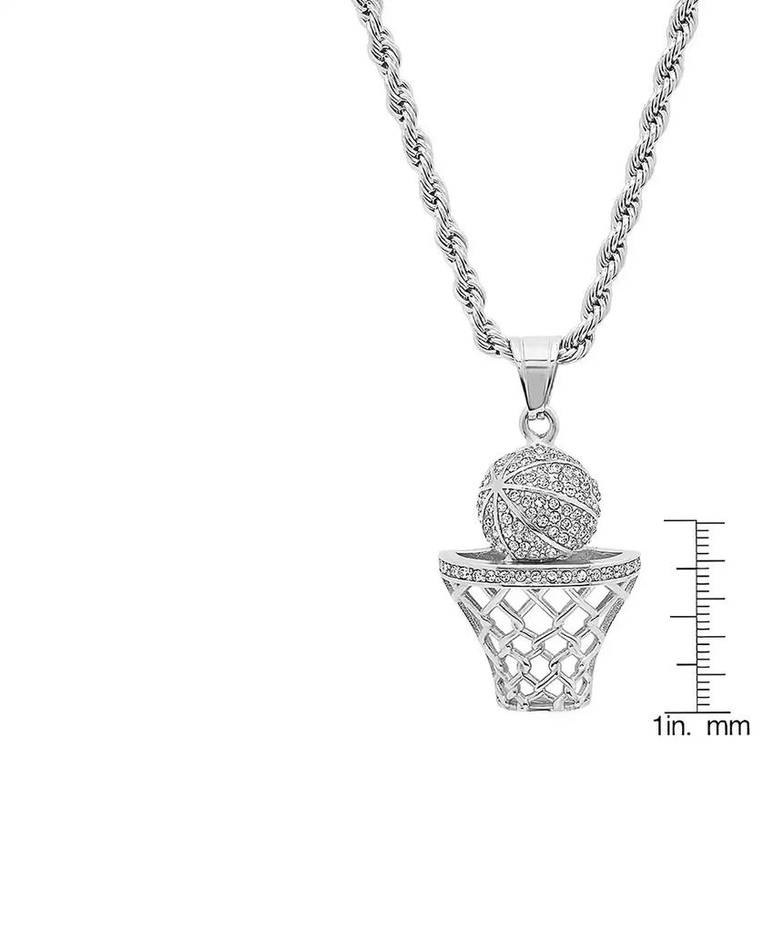 商品STEELTIME|Men's Stainless Steel Simulated Diamond Basketball and Hoop Pendant,价格¥541,第3张图片详细描述