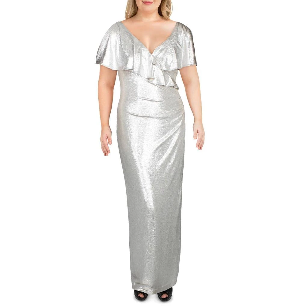 商品Ralph Lauren|Lauren Ralph Lauren Womens Priah Metallic V-Neck Evening Dress,价格¥426,第1张图片