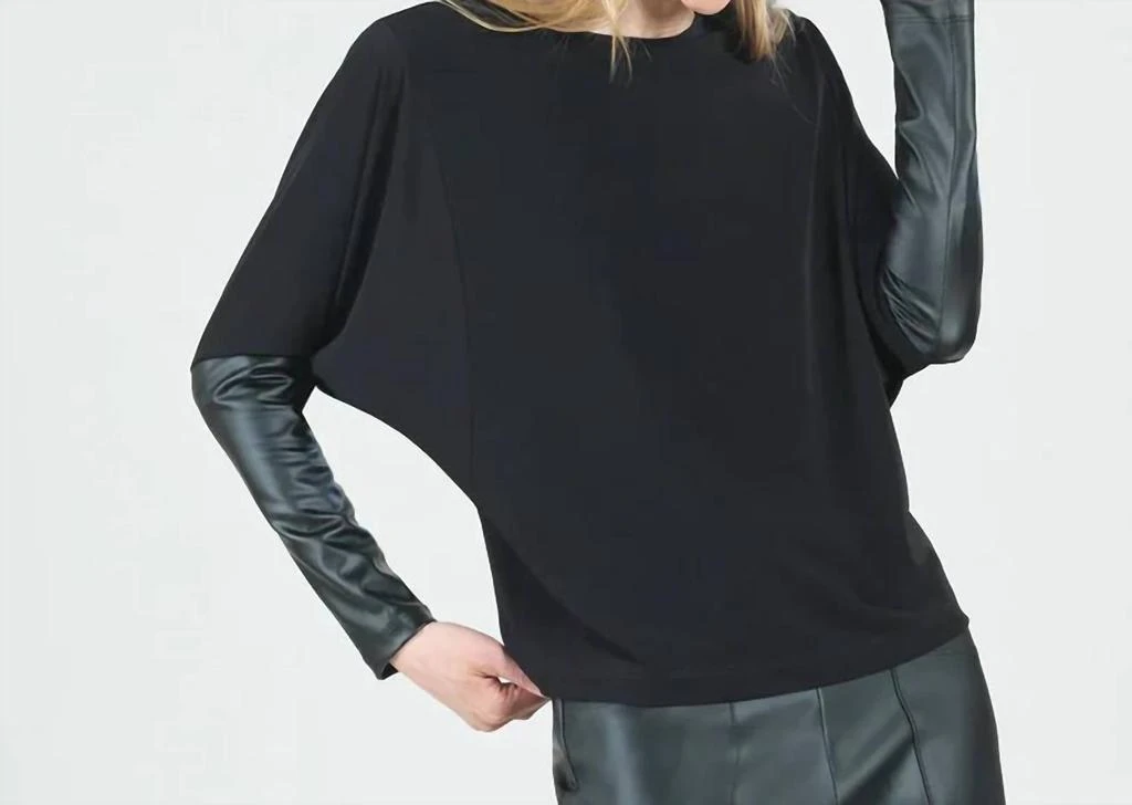 商品CLARA SUNWOO|Clara Sunwoo - Dolman Sleeve Liquid Leather Cuff Top,价格¥497,第1张图片