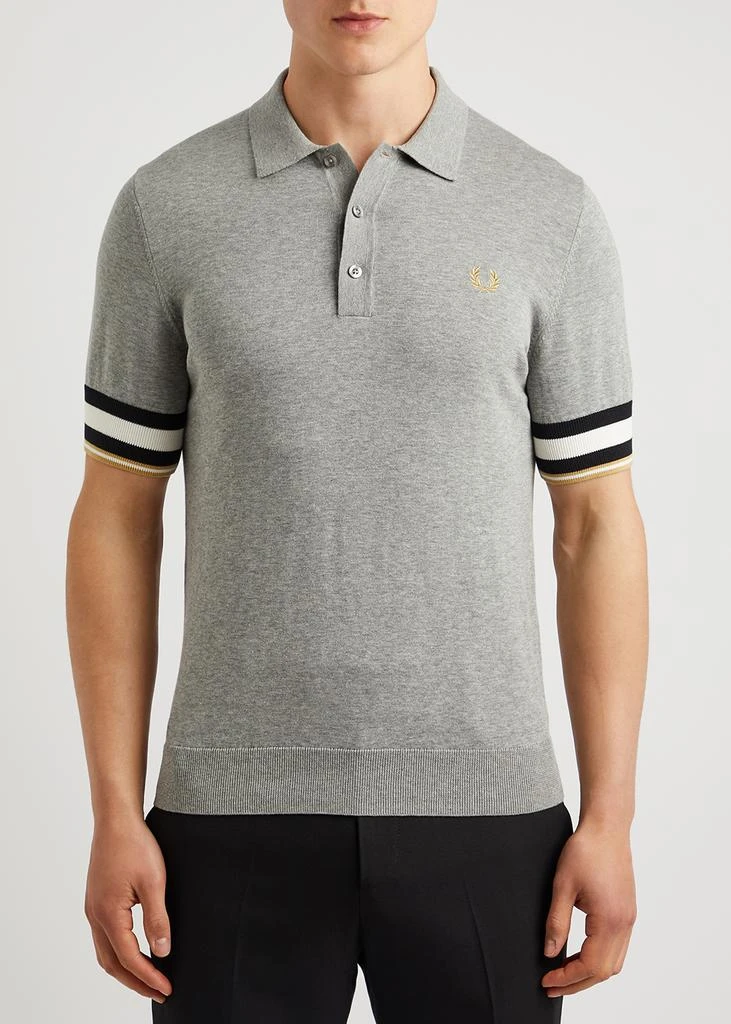 商品Fred Perry|Grey striped knitted cotton polo shirt,价格¥808,第2张图片详细描述