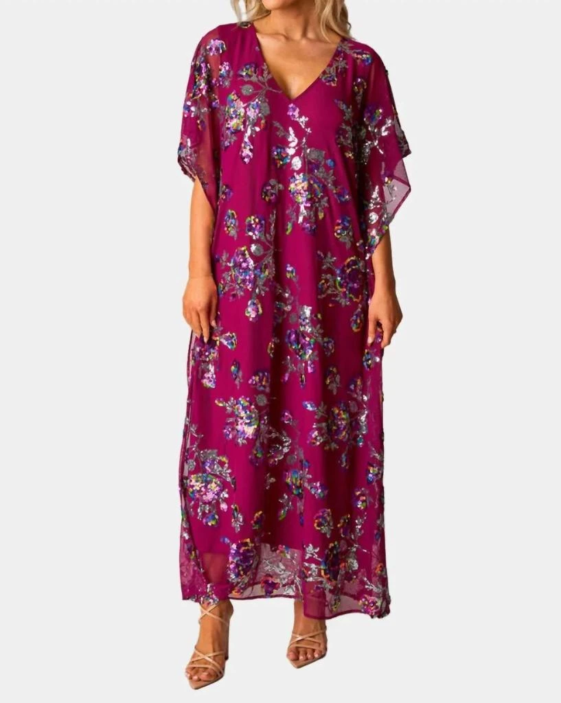 商品BUDDYLOVE|Atlas Sequin Caftan Dress In Red Sangria,价格¥567,第1张图片