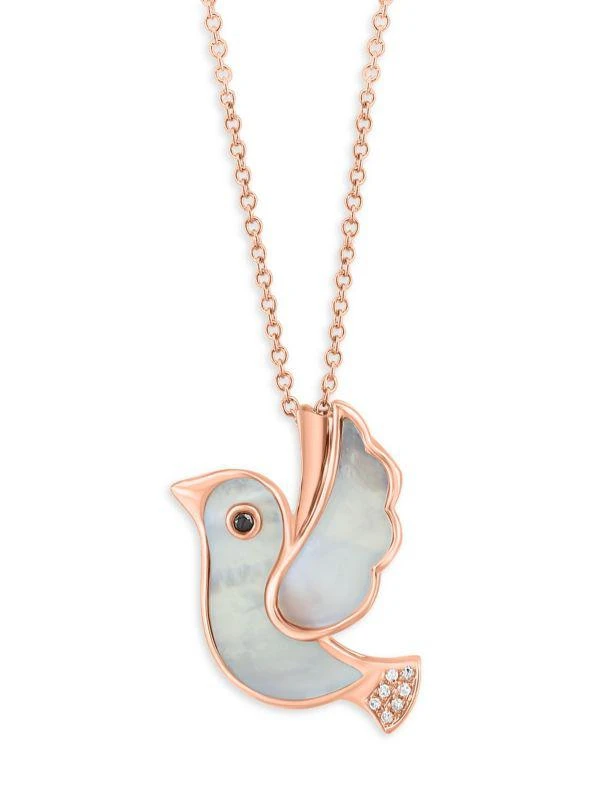 商品Effy|14K Rose Gold & Multi Stone Bird Pendant Necklace,价格¥5082,第2张图片详细描述