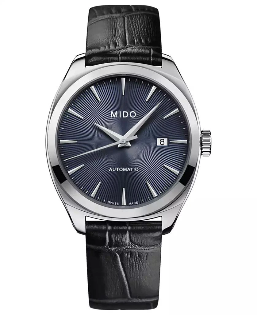 商品MIDO|Men's Swiss Automatic Belluna Royal Black Leather Strap Watch 41mm,价格¥6286,第1张图片