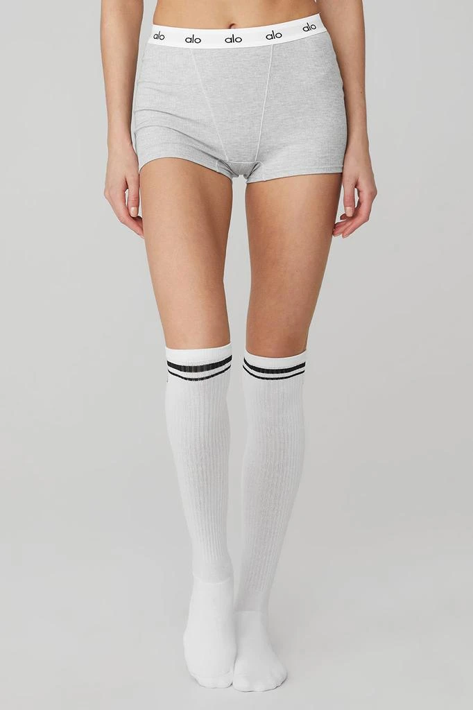 商品Alo|Women's Knee-High Throwback Sock - White/Black,价格¥210,第2张图片详细描述