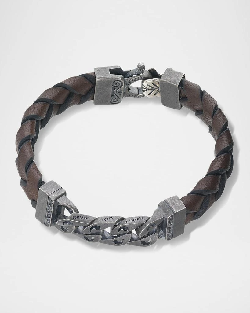 商品Marco Dal Maso|Flaming Tongue Braided Leather and Silver Bracelet with Black Diamonds,价格¥7258,第3张图片详细描述