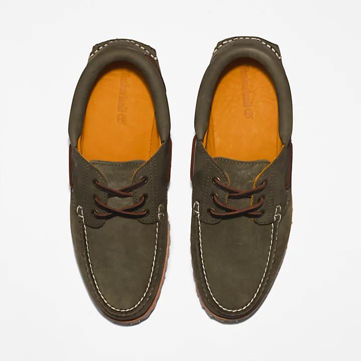 Timberland® 3-Eye Lug Handsewn Boat Shoe for Men in Dark Green商品第2张图片规格展示