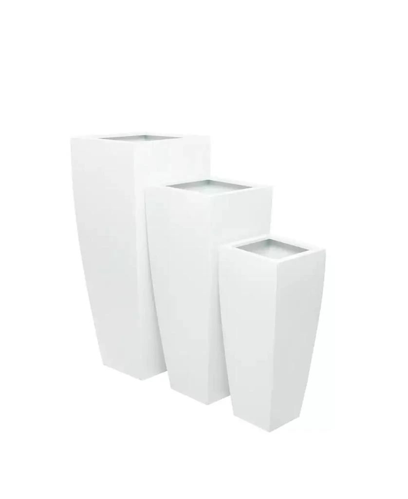 商品Rosemary Lane|White Metal Indoor Outdoor Light Weight Planter with Tapered Base and Fluted Design Set of 3,价格¥2329,第2张图片详细描述