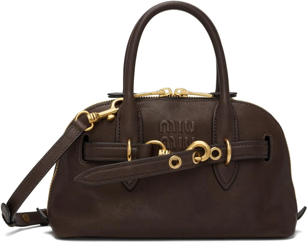 商品Miu Miu|Brown Aventure Nappa Leather Bag,价格¥30202,第1张图片