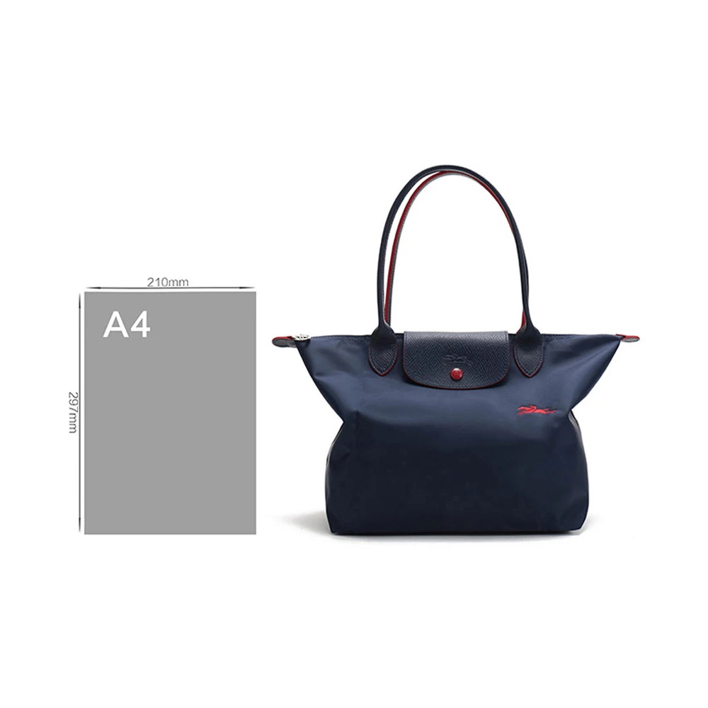 LONGCHAMP 女士海军蓝色拉链尼龙刺绣奔马围标托特包 2605619-556 商品