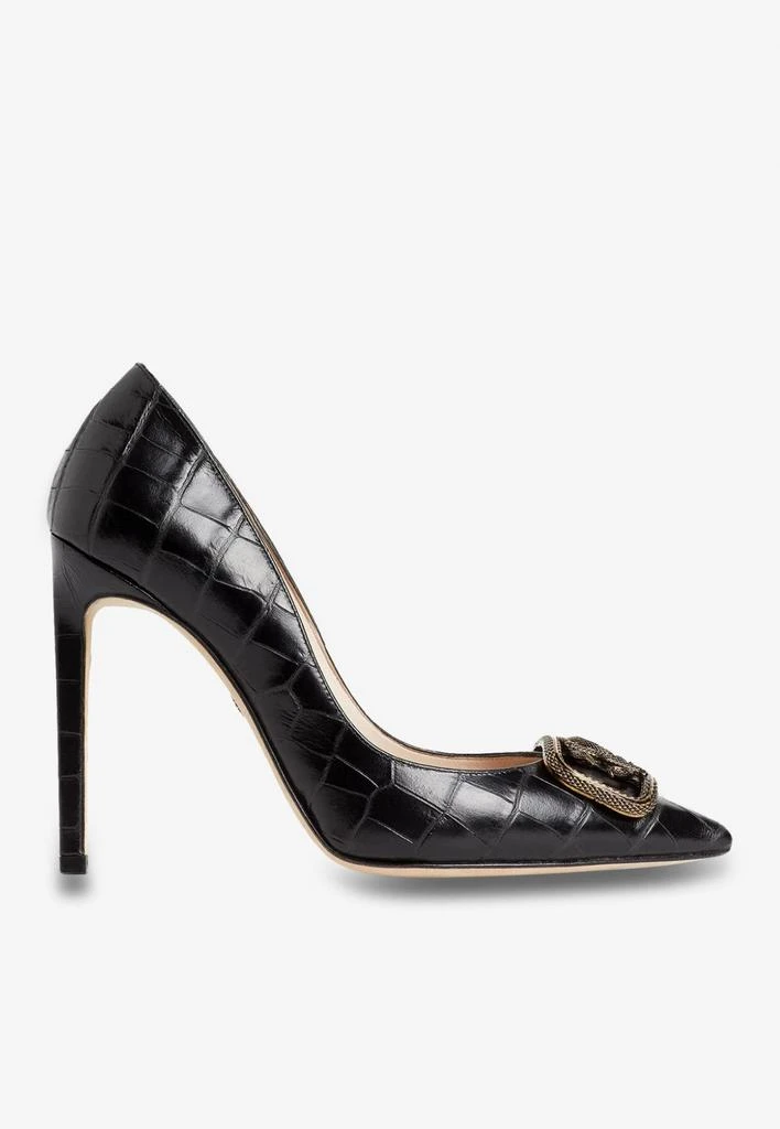 商品Roberto Cavalli|Mirror Snake 105 Croc-Embossed Pumps in Leather,价格¥7600,第1张图片