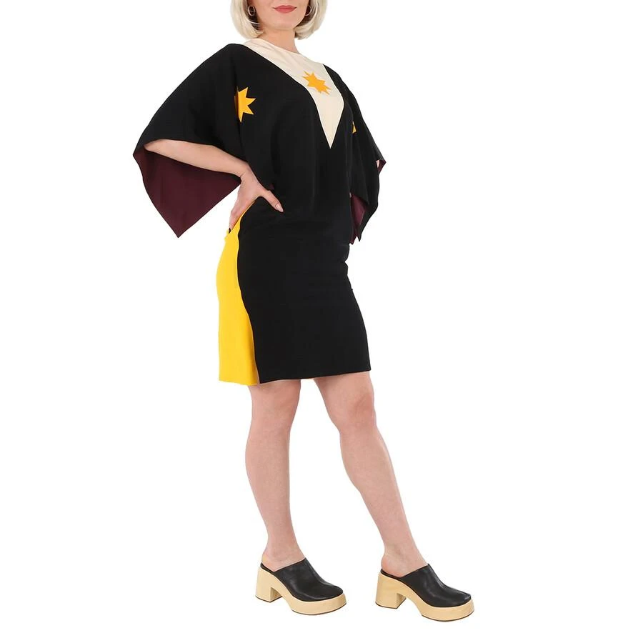 商品Burberry|Ladies Black Geometric Print Silk Crepe De Chine Cape Sleeve Dress,价格¥1713,第3张图片详细描述