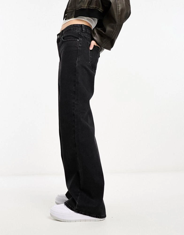 商品ONLY|Only Maisie low waited baggy wide leg jeans in washed black,价格¥169,第4张图片详细描述