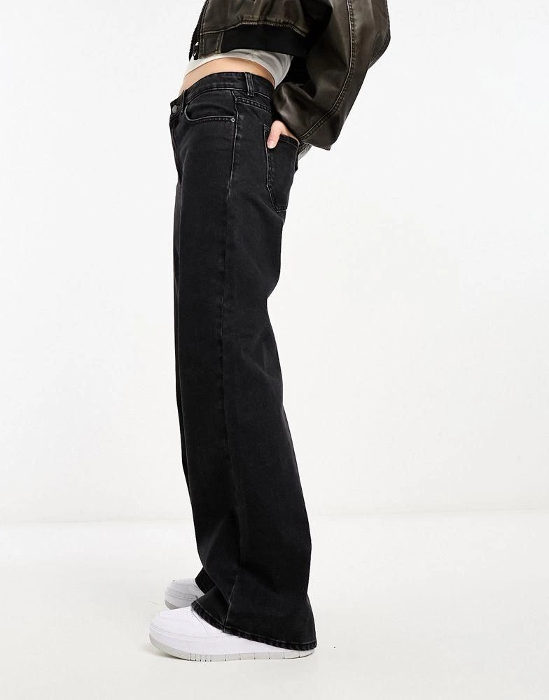 商品ONLY|Only Maisie low waited baggy wide leg jeans in washed black,价格¥175,第4张图片详细描述