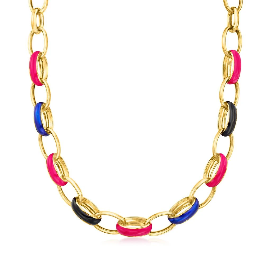 商品Ross-Simons|Ross-Simons Italian Multicolored Enamel Cable-Link Necklace in 18kt Gold Over Sterling,价格¥2059,第1张图片