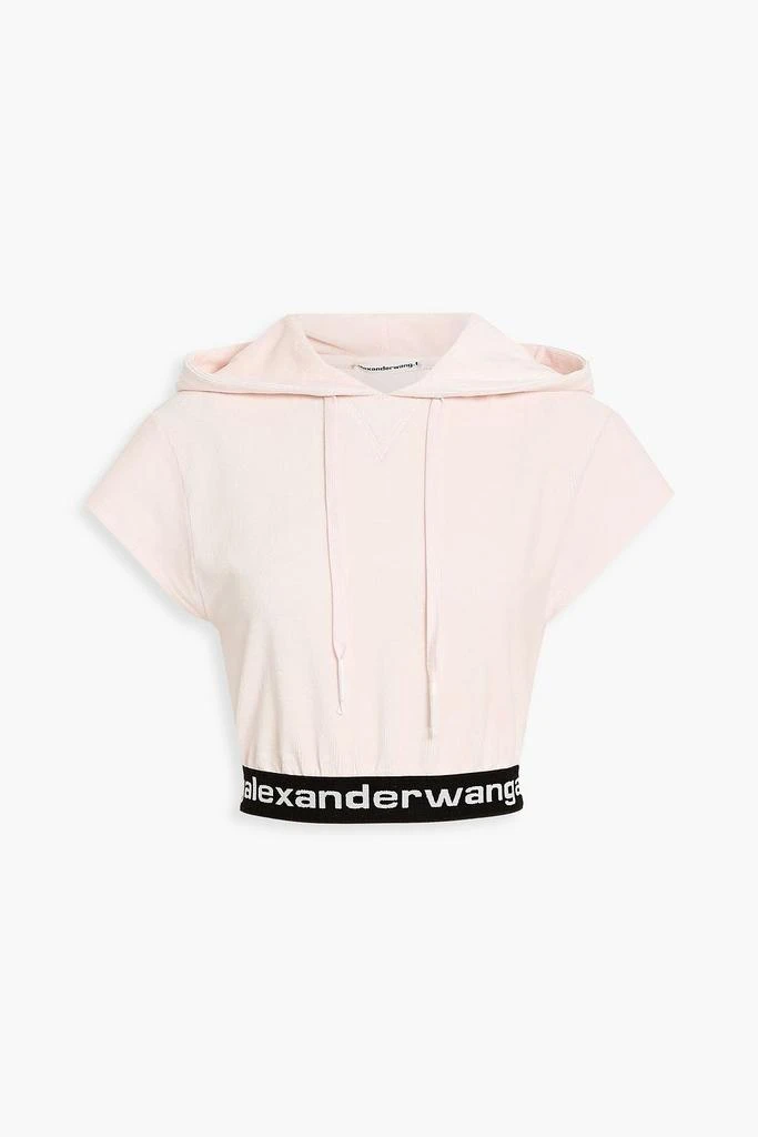 商品Alexander Wang|Cropped cotton-blend velvet hoodie,价格¥834,第1张图片