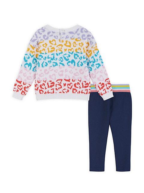 Baby Girl's & Little Girl's 2-Piece Heart Sweater & Leggings Set商品第2张图片规格展示