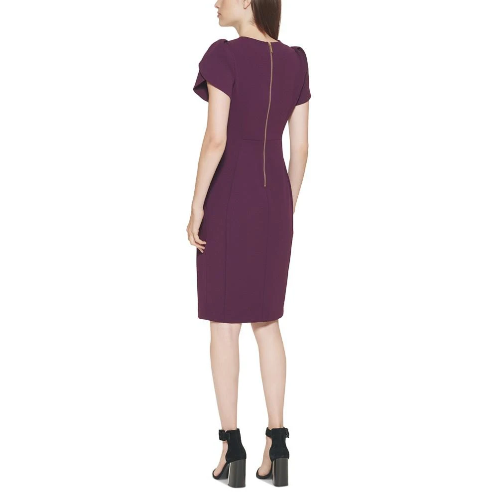 商品Calvin Klein|Tulip-Sleeve Scuba-Crepe Sheath Dress,价格¥751,第2张图片详细描述