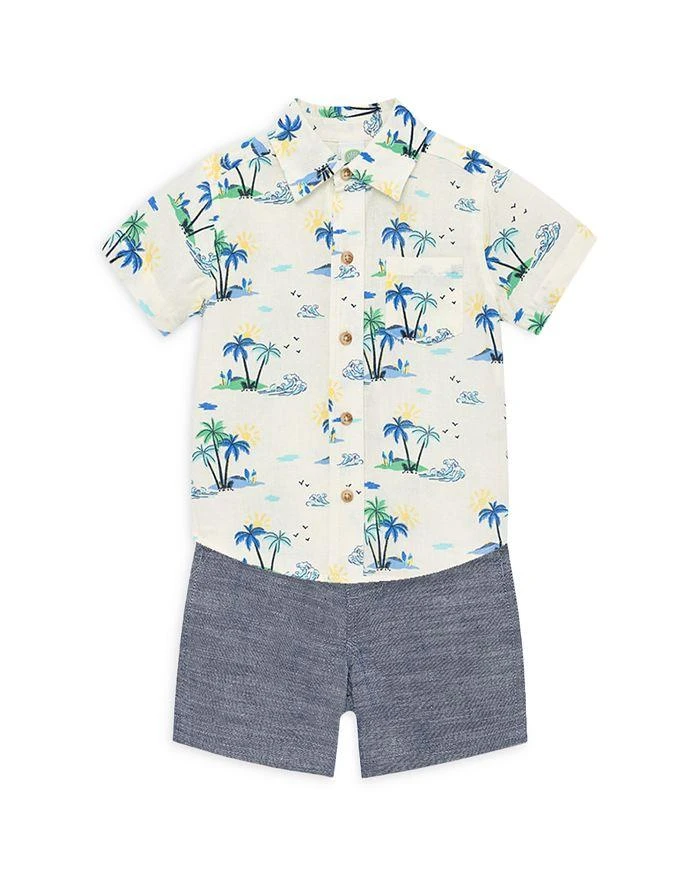 商品Little Me|Boys' Tropical Print Button Down Shirt & Solid Shorts Set - Baby,价格¥221,第3张图片详细描述