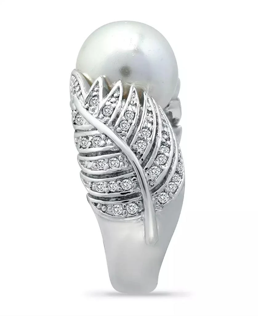 商品Macy's|Imitation Pearl and Multi Row Pave Cubic Zirconia Ring in Silver Plate,价格¥113,第3张图片详细描述