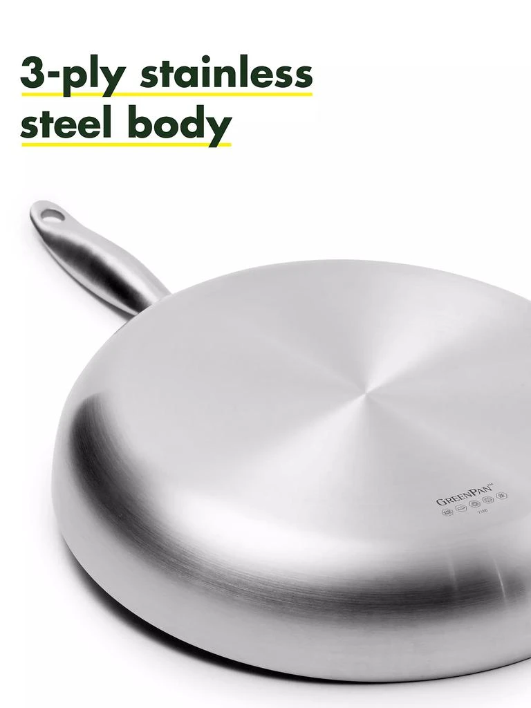 商品Greenpan|Venice Pro Stainless Steel & Ceramic Nonstick Fry Pan,价格¥524,第4张图片详细描述