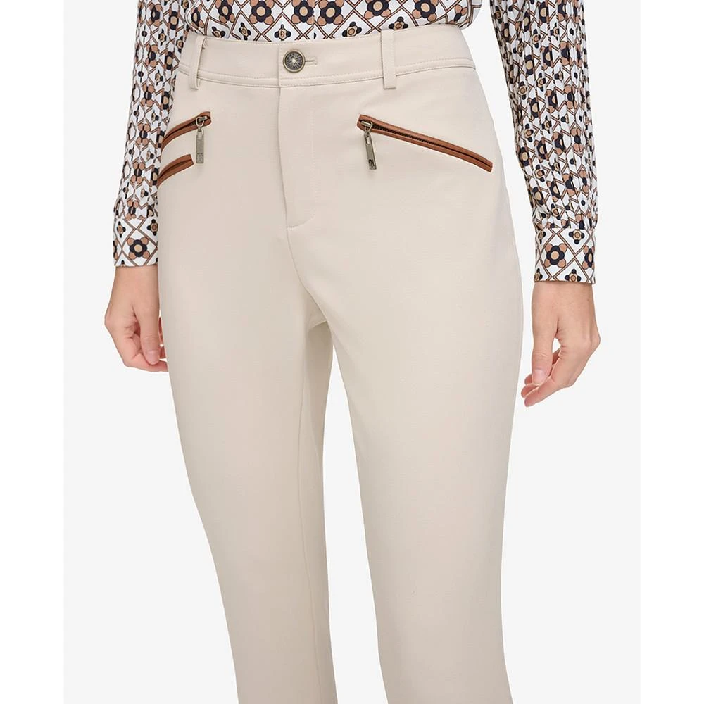 商品Tommy Hilfiger|Women's Faux-Leather-Trimmed Mid Rise Slim-Leg Pants,价格¥897,第4张图片详细描述