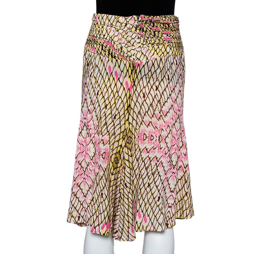 Just Cavalli Multicolor Printed Jersey Ruched Waist Detail Flared Skirt M商品第3张图片规格展示