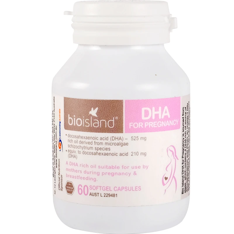 商品Bioisland|澳洲bio island孕妇专用DHA海藻油孕期哺乳期备孕大脑黄金素60粒,价格¥185,第1张图片