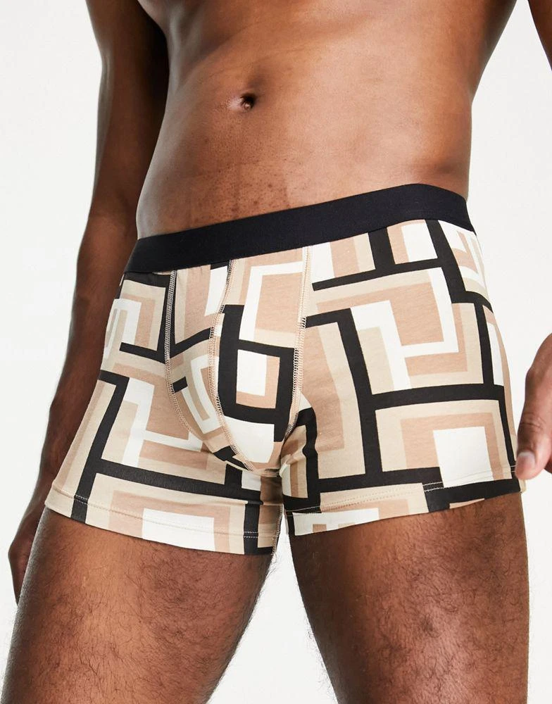 商品ASOS|ASOS DESIGN jersey trunks in beige abstract print,价格¥99,第1张图片