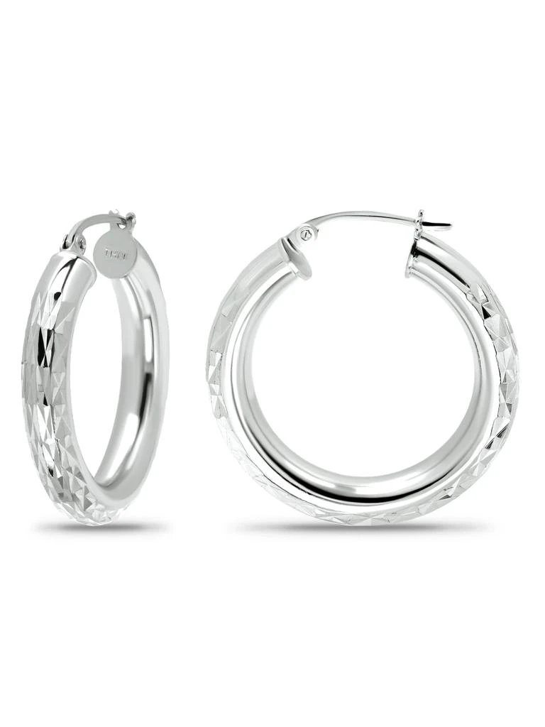 商品Lord & Taylor Jewelry|18K Gold 4X25mm Diamond Cut Hoop Earrings,价格¥220,第1张图片