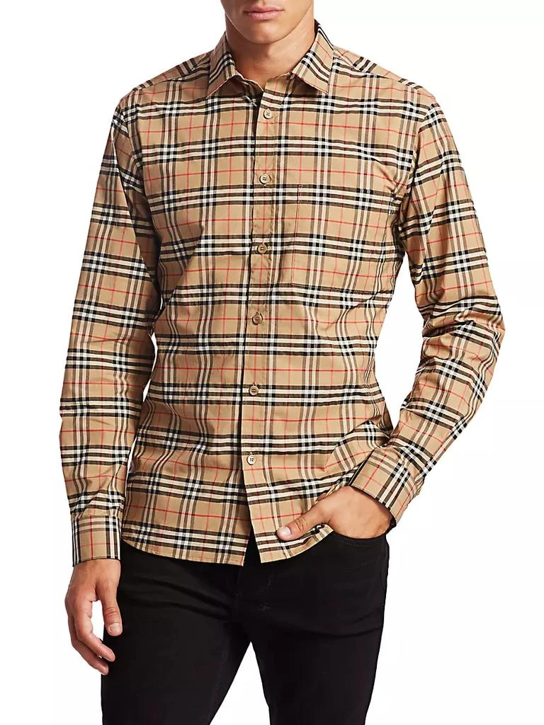 商品Burberry|Simpson Archive Plaid Long-Sleeve Shirt,价格¥4762,第3张图片详细描述